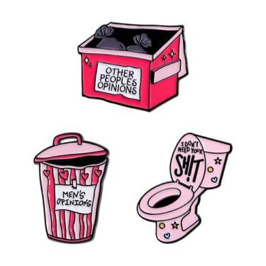 Imagem de Conjunto de broches Funny Quote Cartoon Trash Can Box Alloy - Yiweisai