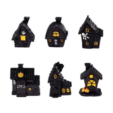 Imagem de Resina de decoração de jardim para escultura de mini casa de Halloween