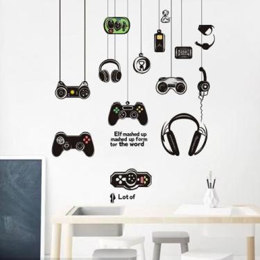 Imagem de Adesivos de parede Cartoon Game Controller Headset PVC 30x60cm - yiwei