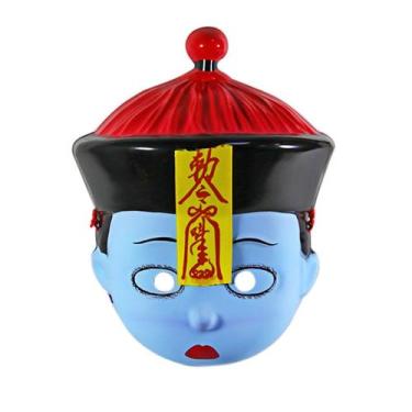 Imagem de Máscara de boneca azul chinesa tradicional com boné vermelho de PVC - 
