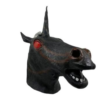 Imagem de Capacete, máscara de unicórnio, festa de máscaras de Halloween, látex 
