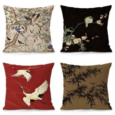 Imagem de Conjunto de fronhas Vintage Chinese Bird Bamboo 35x35cm - yiweisai