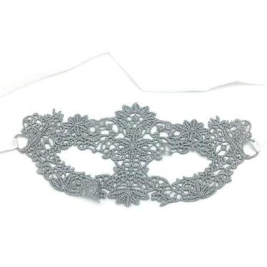 Imagem de Máscara de cosplay Lace Party Sexy Silver Half Face Cover - yiweisai