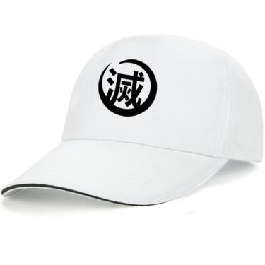 Imagem de Boné de beisebol, chapéu de anime, branco, unissex, algodão 55-61 cm -