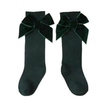 Imagem de Meias De Algodão Para Meninas Com Laço De Natal Até O Joelho, Inverno 