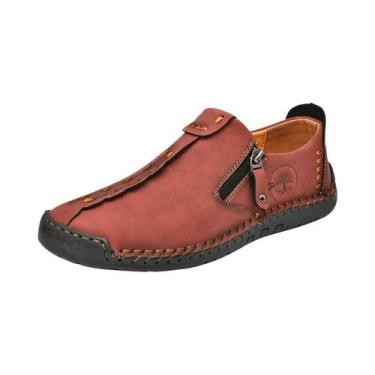 Imagem de Mocassins De Couro Feitos À Mão Para Homens plus Size, Respiráveis, Ca