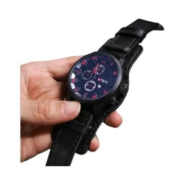 Imagem de Relógio De Quartzo Luxuoso Retro Masculino Com Pulseira De Couro PU, M