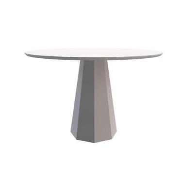 Imagem de Mesa de Jantar Redonda com Tampo de Vidro Isis Off White 117 cm - Mode
