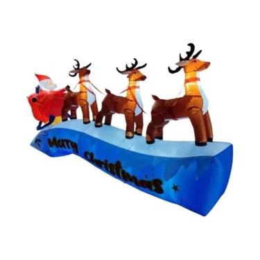 Imagem de Grande Decoração Inflável De Natal Com Trenó Do Papai Noel E Renas Com