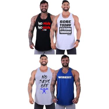 Imagem de Kit 4 Regatas Longline Masculina MXD Conceito Academia Musculação Treino Gym Cavada Tan...