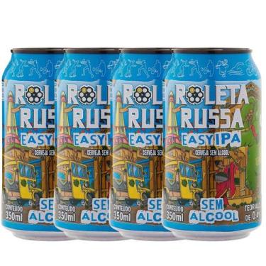 Imagem de Kit 4 Cerveja Roleta Russa Easy IPA Sem Álcool Sem Glúten 350ml