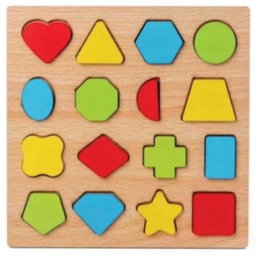 Imagem de Brinquedo Pedagogico Madeira Encaixe Formas e Fracoes - Toy MIX
