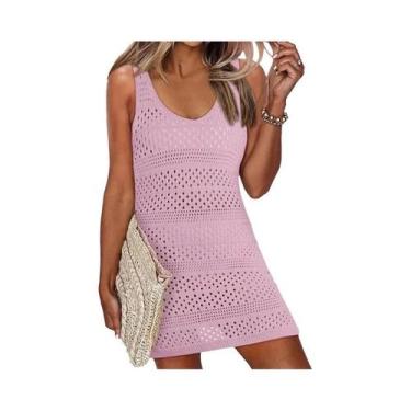 Imagem de Vestido Feminino De Malha Com Decote Em V, Cor Sólida, Com Fenda Later
