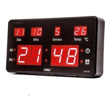 Imagem de Relógio Parede ou Mesa LED C/ Despertador Data e Temperatura - UNIQUEM