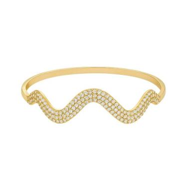 Imagem de Bracelete Onda 3 Fileiras Cravejado com Zircônias - Banhado em Ouro 18