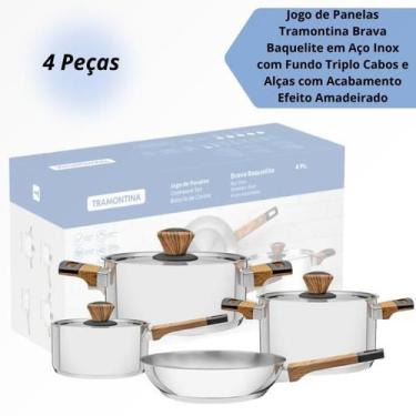 Imagem de Jogo de Panelas Tramontina Brava 4 Peças Inox Fundo Triplo para Cozinh
