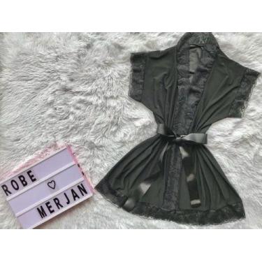 Imagem de Robe de cetim cor preto tamanho p  - .