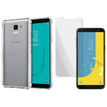 Imagem de Kit Capinha Silicone Antichoque + Pelicula Vidro Samsung J6 J600G