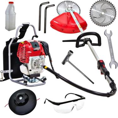 Imagem de Roçadeira Profissional Plus Costal Kawashima KW330C4 34cc Motor 4 Tempos á Gasolina de Alta Potência Para Uso Intensivo em Fazendas, Chácaras e Sítios