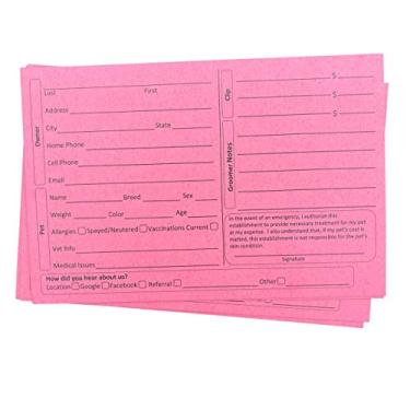 Imagem de Cartões de clipe para clientes de cuidados com gatos para animais de estimação (pacote com 100 unidades de 10 x 15 cm de espessura, com perfil colorido, cartão de serviço de gravação) ..., Cereja