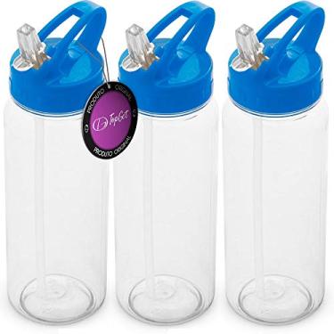 Imagem de Kit 3x Squeeze com Canudo Retrátil 610 ml Fun TopGet Azul
