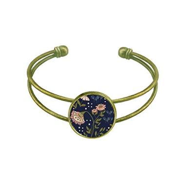 Imagem de Bracelete retrô com tinta de planta selvagem rosa com pingente aberto