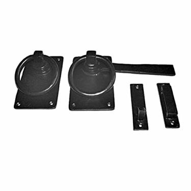 Imagem de Renovators Supply Manufacturing Trava de porta de 16,5 cm. Trava de porta de ferro forjado preto para garagem e celeiro com ferragens de montagem