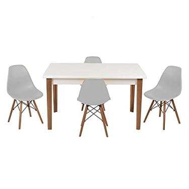 Imagem de Conjunto Mesa de Jantar Luiza 135cm Branca com 4 Cadeiras Eames Eiffel - Cinza
