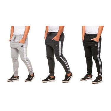 Imagem de KIT 03 CALÇAS DE MOLETOM WOOKS MASCULINA SARUEL SKINNY SPORT LUXO-azulmarinho-cinzaclaro-cinzagrafit-Masculino