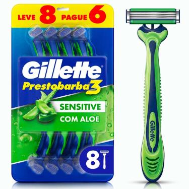 Imagem de Aparelho de Barbear Gillette Prestobarba 3 Sensitive Aloe Vera 8 unidades 8 Unidades