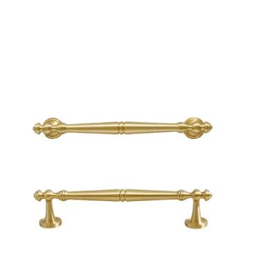 Imagem de Maçaneta de cobre puro para porta de guarda-roupa, maçaneta de latão sólido americano, maçaneta de porta de cobre puro para armário, maçaneta dourada para porta de guarda-roupa, B, 128MM
