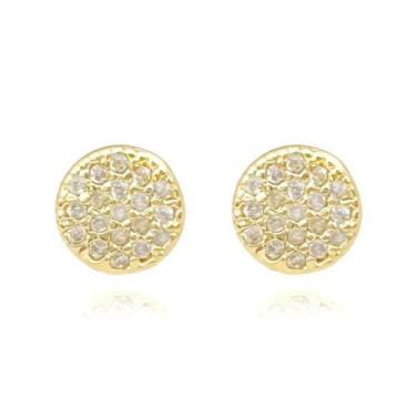 Imagem de Brinco de Ouro 18k Masculino Redondo 19 Pedras em Zircônia Banhado - T
