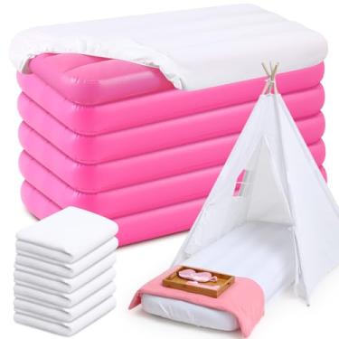 Imagem de Windyun Colchão de ar infantil a granel com lençol de elástico branco, cama inflável para crianças de 3 a 10 anos de idade (conjunto com 6 unidades)