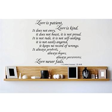 Imagem de Design with Vinyl Adesivo de parede em vinil OMG 681-113 Item decorativo Love is Patient Love is Kind it Does Not Invy, It. 1 Corinthians 13 4 8 Citote, 48 polegadas x 48 polegadas, preto