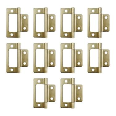 Imagem de Sscon Pacote com 10 dobradiças antigas para armários de móveis de 5 cm para portas de móveis (ouro)