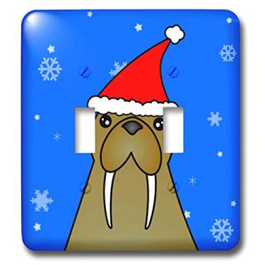 Imagem de 3dRose lsp_6299_2"Bonito chapéu de morsa Papai Noel e flocos de neve interruptor duplo, multicolorido