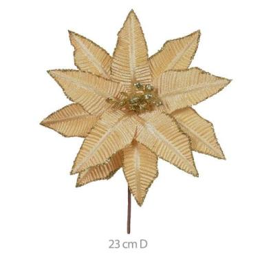 Imagem de FLOR POISENTIA C/GLITTER (DOURADO) 23cm - Flor Arte