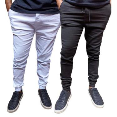 Imagem de Kit 2 calças jogger masculino sarja e jeans com elastano produto a pro