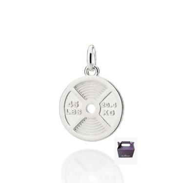 Imagem de Pingente Anilha De Academia Prata Maciça 925 Rommanel 840132, Dourado