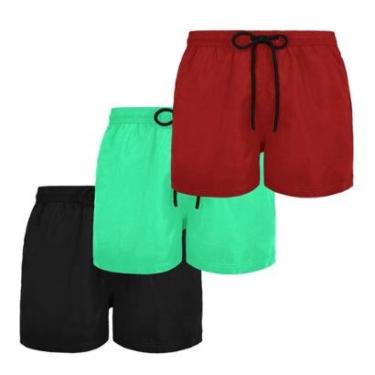 Imagem de Kit 3 Short Tactel Masculino Plus Size Moda Praia Bermuda Lisa-Masculino
