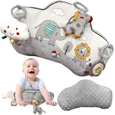 Imagem de Autumn Bliss Co Travesseiro de barriga com 3 brinquedos sensoriais destacáveis – suporte de cabeça infantil e reforço do pescoço – Almofada macia e respirável para brincar na academia – Lavável na