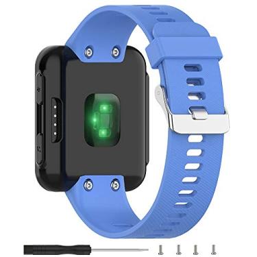 Imagem de Meifox Compatível com pulseira Garmin Forerunner 35, pulseiras de substituição de silicone Solf para relógio Garmin Forerunner 35 (azul celeste1)