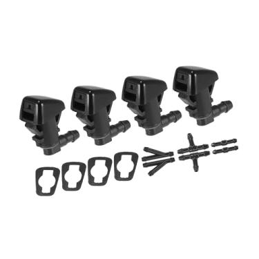 Imagem de REPAIROCK 4 peças de bocais de lavagem de para-brisa dianteiros de carro para Jeep Commander for Liberty para Dodge Nitro com 6 peças de conectores substitui 55157319AA 4806312AA peças de reposição