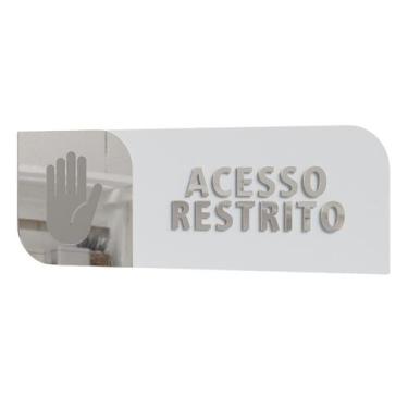 Imagem de Placa sinalização porta ACM e acrílico acesso restrito 30x10cm - Impér