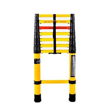 Imagem de esmen Escada telescópica isolada para uso pesado com proteção de dedos, escada retrátil dobrável multiuso para tarefas domésticas internas e atividades ao ar livre