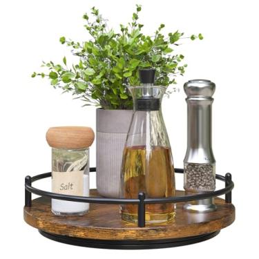 Imagem de KOKSTOP Organizador susan preguiçoso: rack de temperos giratório de 9 polegadas para bancada de cozinha suporte giratório de madeira redondo para armário, mesa de jantar, armazenamento de ar