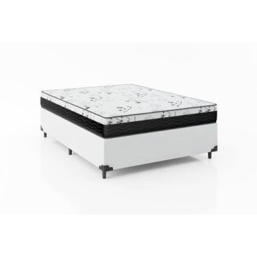 Imagem de Cama Box Casal 138 Sintético Branco com Colchão Espuma D33 One Face - 