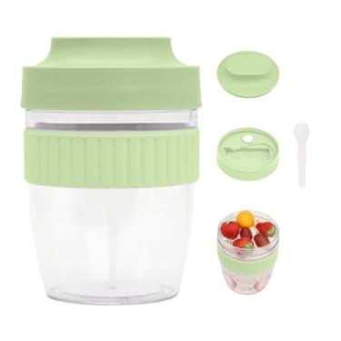 Imagem de daasigwaa Copos Para Café Da Manhã Viagem, Recipientes Aveia Noturna Com Tampa E Colher Dobrável, Lanche De Iogurte Cereal, Salada Parfait O Almoço, Pote Frutas Vegetais, 20 Oz (Verde)