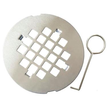 Imagem de EBAIJQUO Tampa De Ralo Chuveiro Encaixe 4-1/4" Em Aço Inoxidável 304, Redonda, Reposição, Com Filtro, Treliça, Gancho (Níquel Escovado)