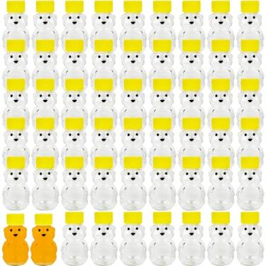 Imagem de Conagel Pacote Com 54 Potes De Mel Plástico 2 Oz Tampas, Mini Garrafas Em Formato Urso, Vazios Transparentes, Tampa Amarela Para Presentes Casamento, Chá Bebê, Lembrancinhas